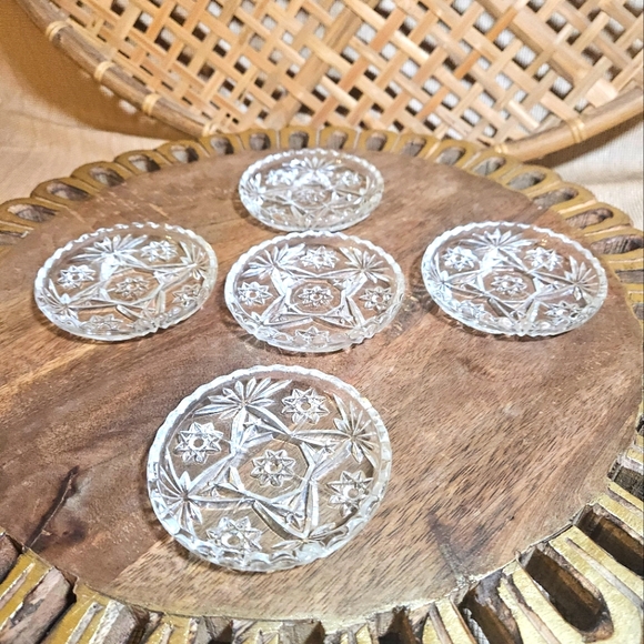 💚 Vintage glass coasters set of 5 Starburt - Picture 9 of 12
